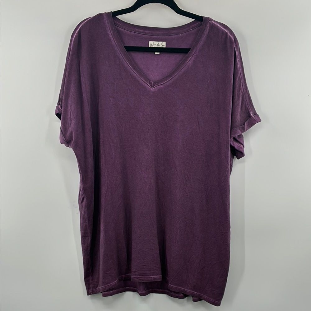 3for$20 Wonderly Deep Purple V-Neck Short Sleeve Tee size M